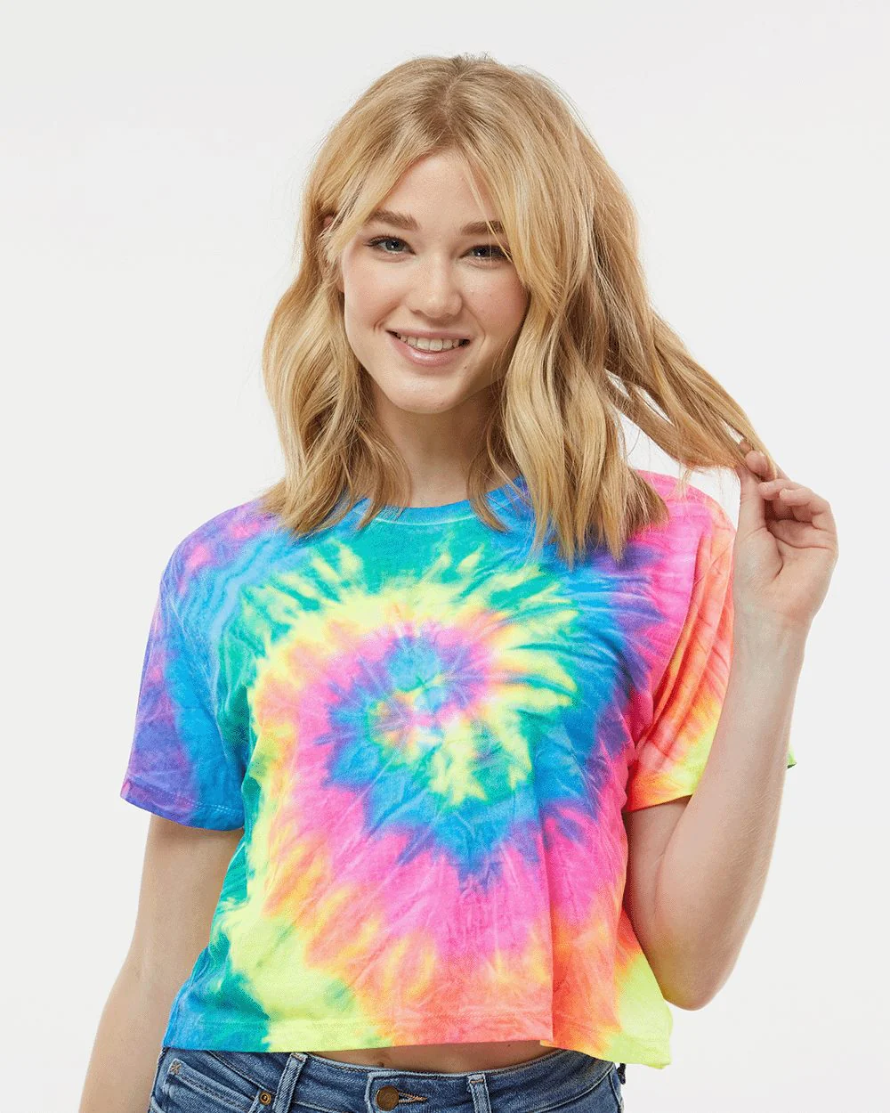 Colortone-1050-Women's Tie-Dyed Crop T-Shirt - Image 7