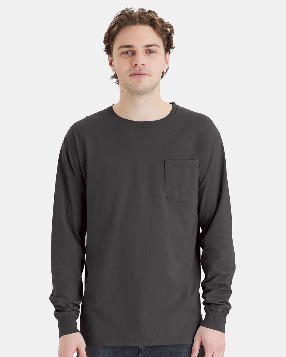 ComfortWash by Hanes-GDH250-Garment-Dyed Long Sleeve T-Shirt With a Pocket - Image 112