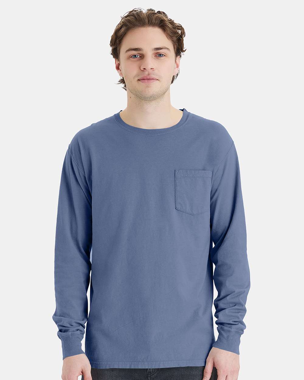 ComfortWash by Hanes-GDH250-Garment-Dyed Long Sleeve T-Shirt With a Pocket - Image 125