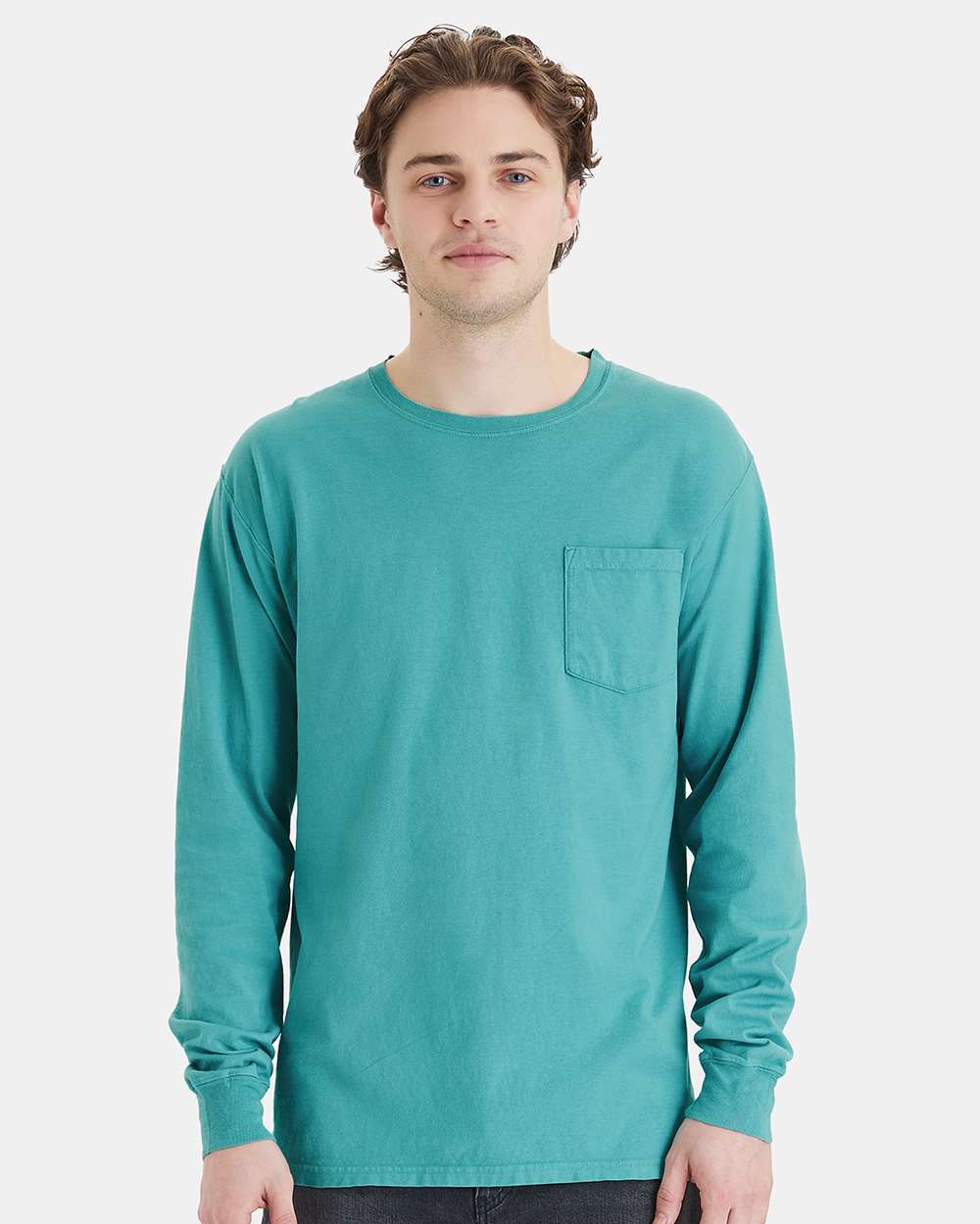 ComfortWash by Hanes-GDH250-Garment-Dyed Long Sleeve T-Shirt With a Pocket - Image 145