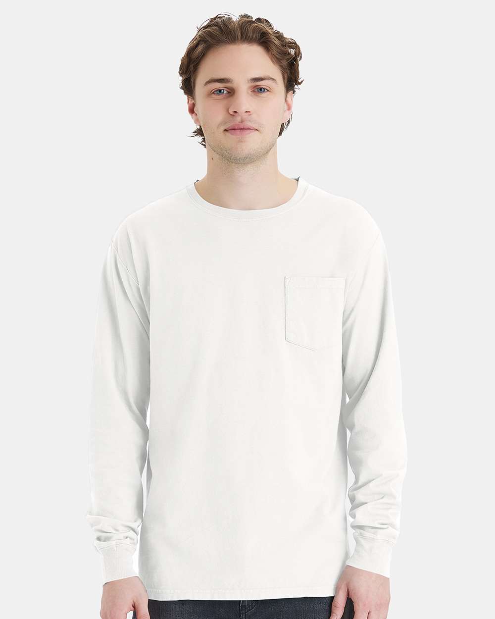 ComfortWash by Hanes-GDH250-Garment-Dyed Long Sleeve T-Shirt With a Pocket - Image 168