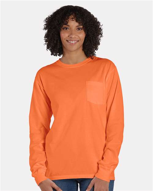 ComfortWash by Hanes-GDH250-Garment-Dyed Long Sleeve T-Shirt With a Pocket - Image 176