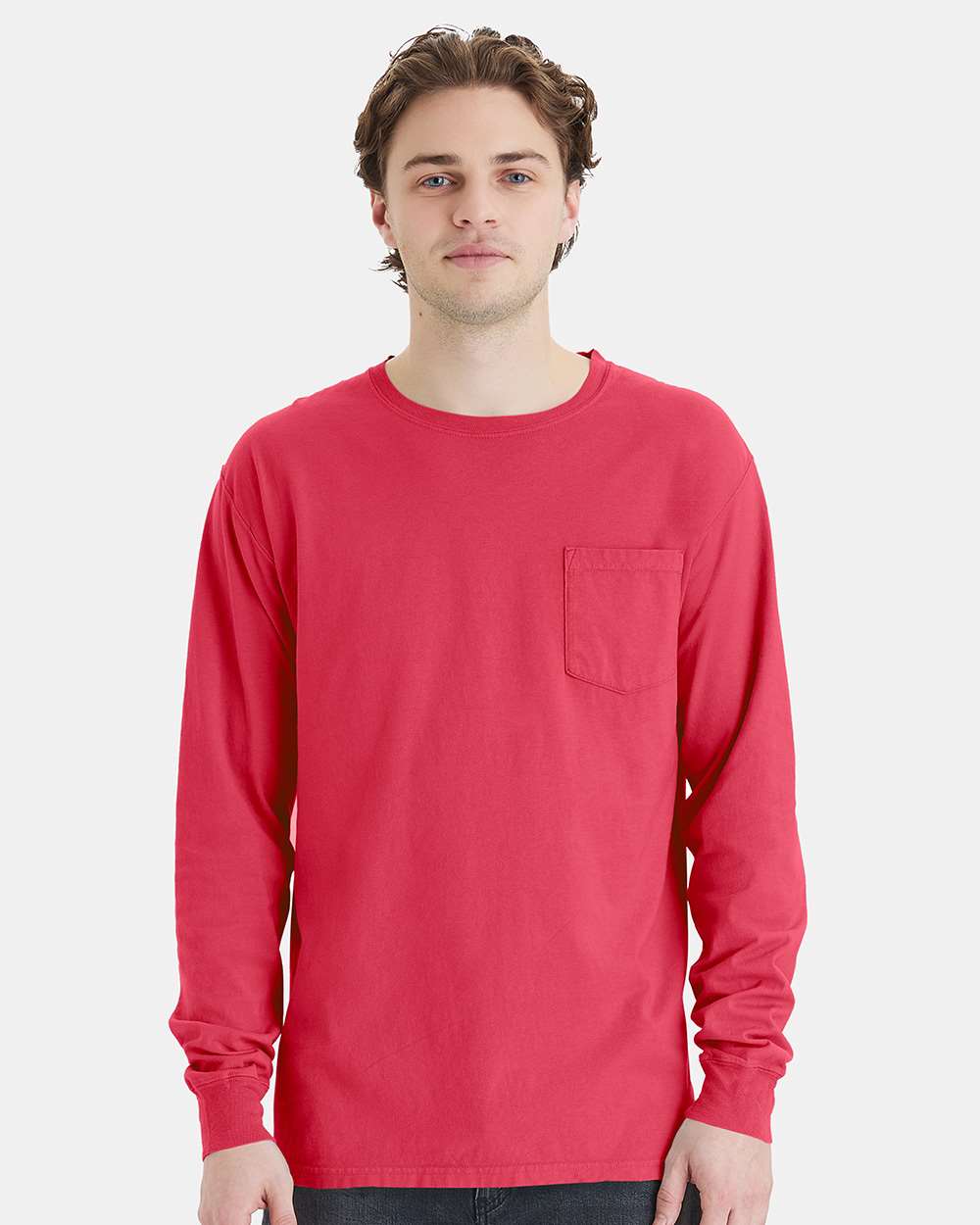 ComfortWash by Hanes-GDH250-Garment-Dyed Long Sleeve T-Shirt With a Pocket - Image 41