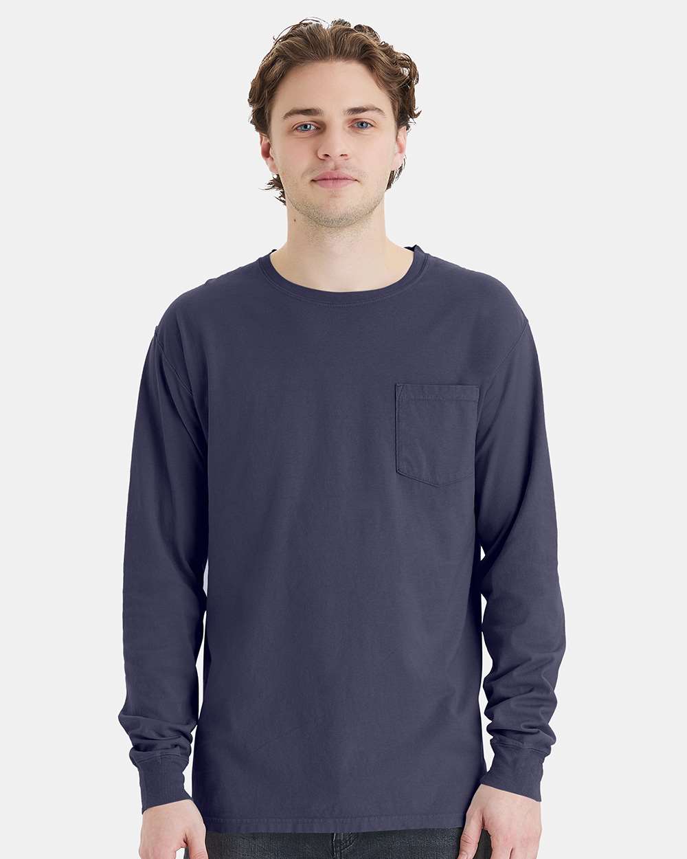 ComfortWash by Hanes-GDH250-Garment-Dyed Long Sleeve T-Shirt With a Pocket - Image 7