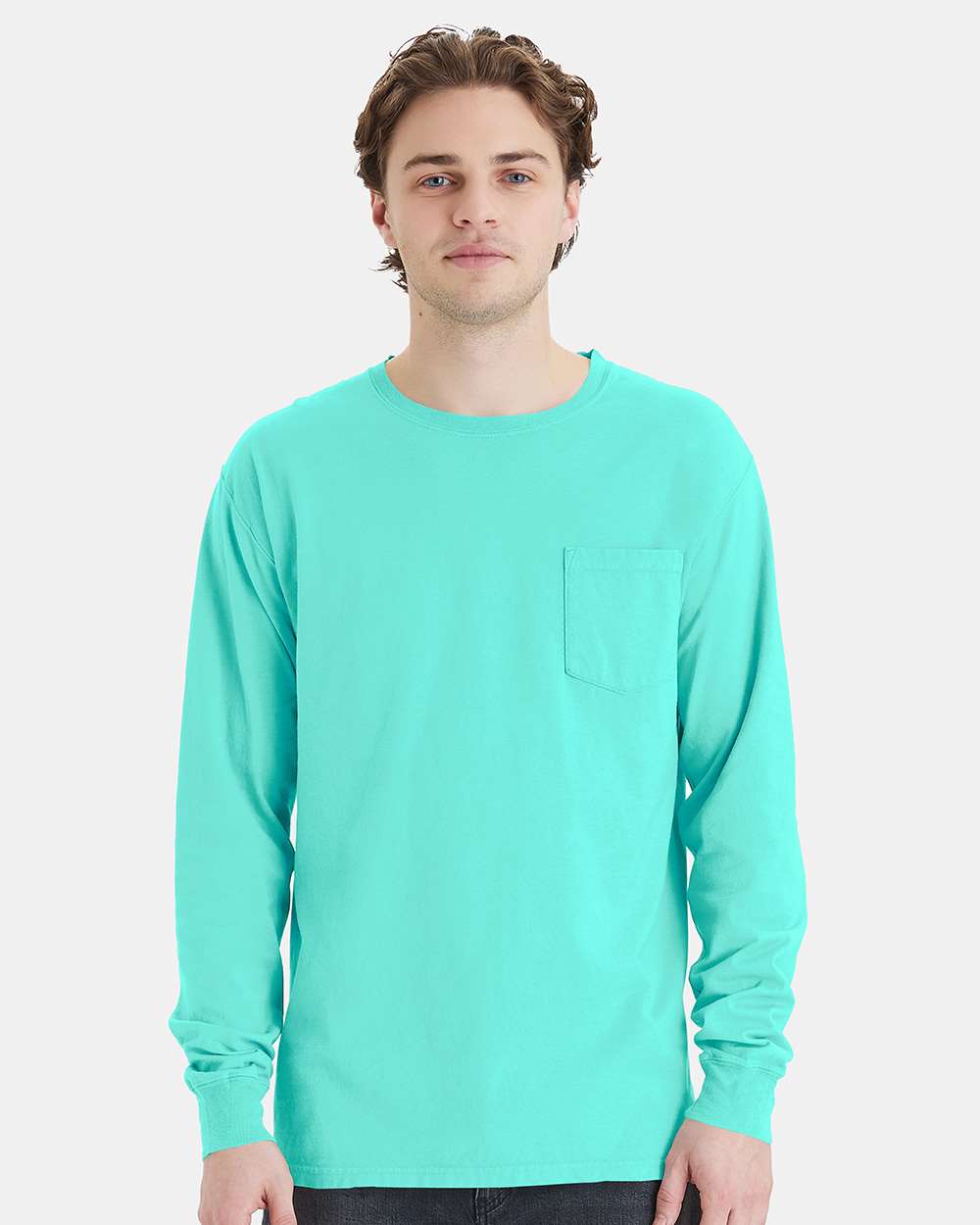 ComfortWash by Hanes-GDH250-Garment-Dyed Long Sleeve T-Shirt With a Pocket - Image 89