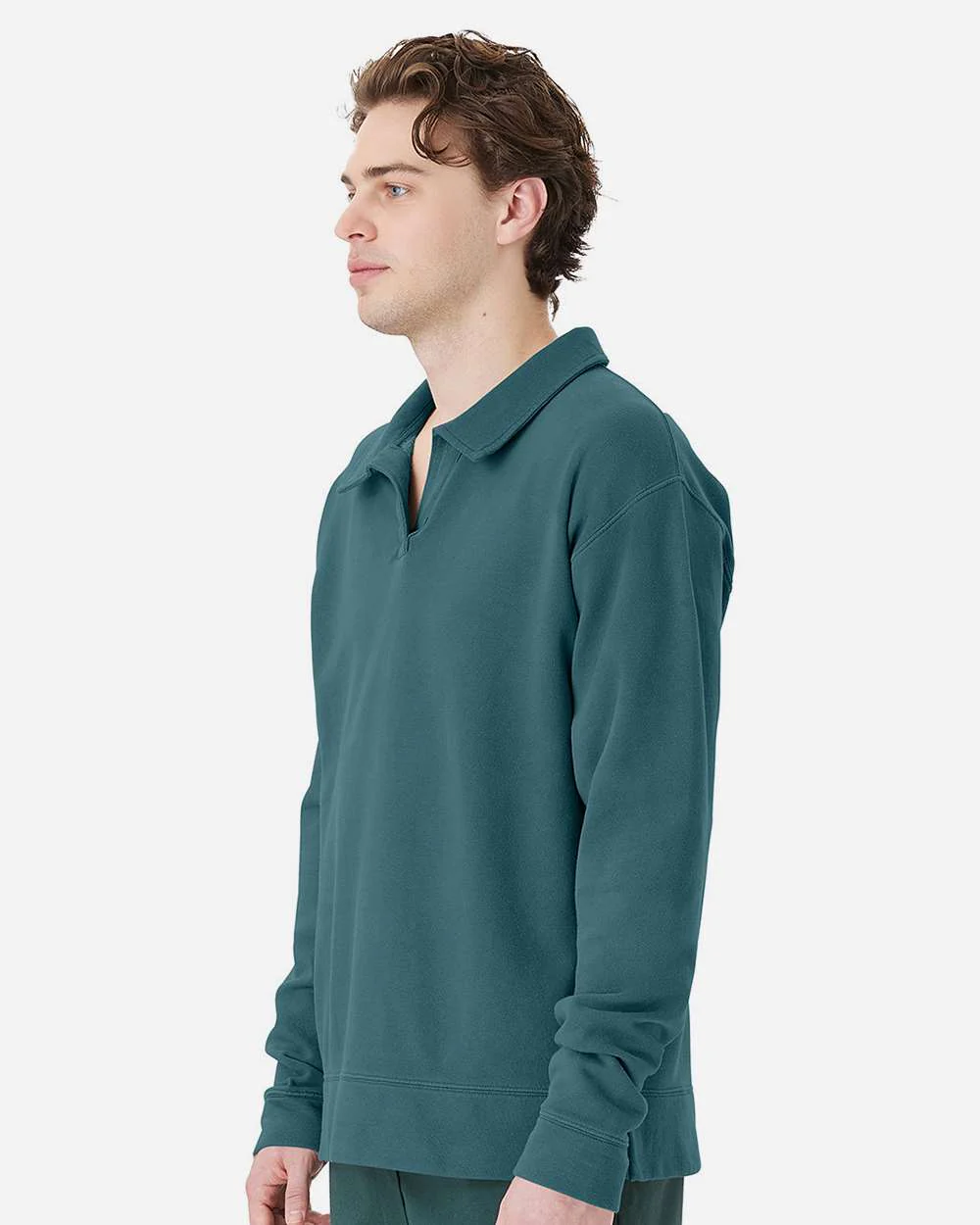 ComfortWash by Hanes-GDH490-Garment-Dyed Polo Collar Sweatshirt - Image 2