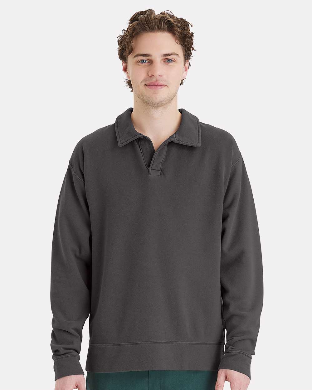 ComfortWash by Hanes-GDH490-Garment-Dyed Polo Collar Sweatshirt - Image 20