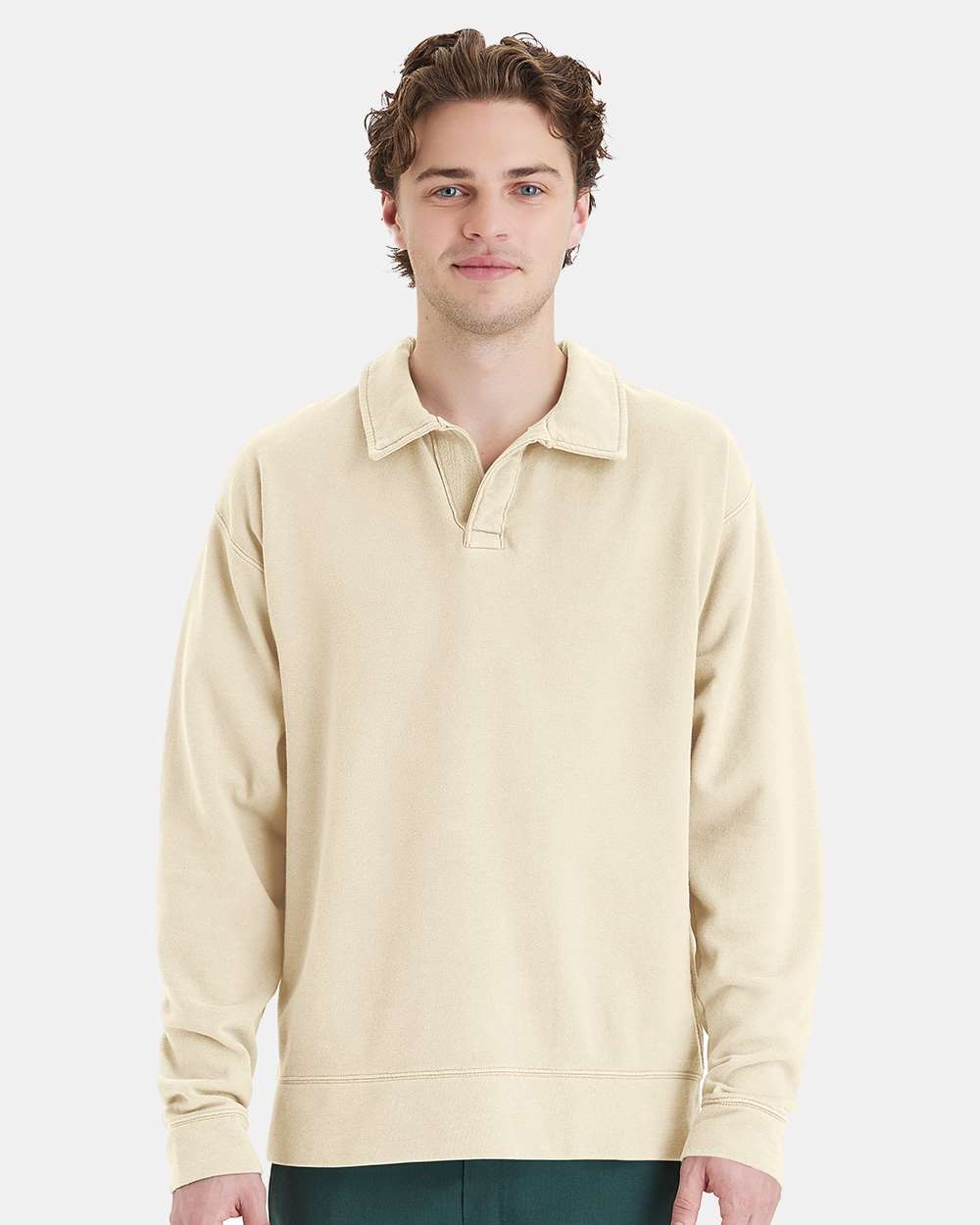 ComfortWash by Hanes-GDH490-Garment-Dyed Polo Collar Sweatshirt - Image 26