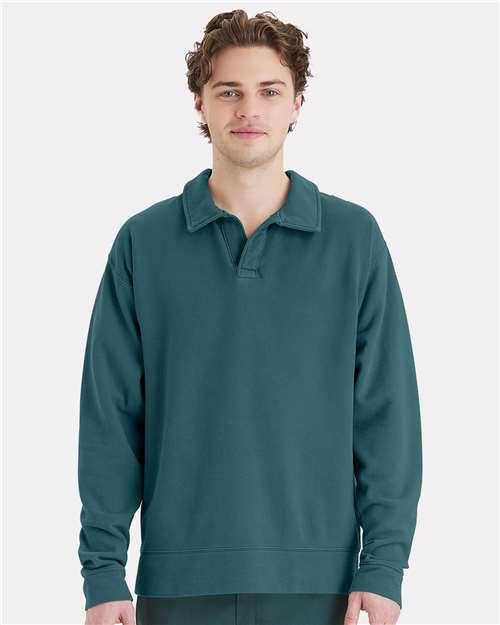 ComfortWash by Hanes-GDH490-Garment-Dyed Polo Collar Sweatshirt - Image 42