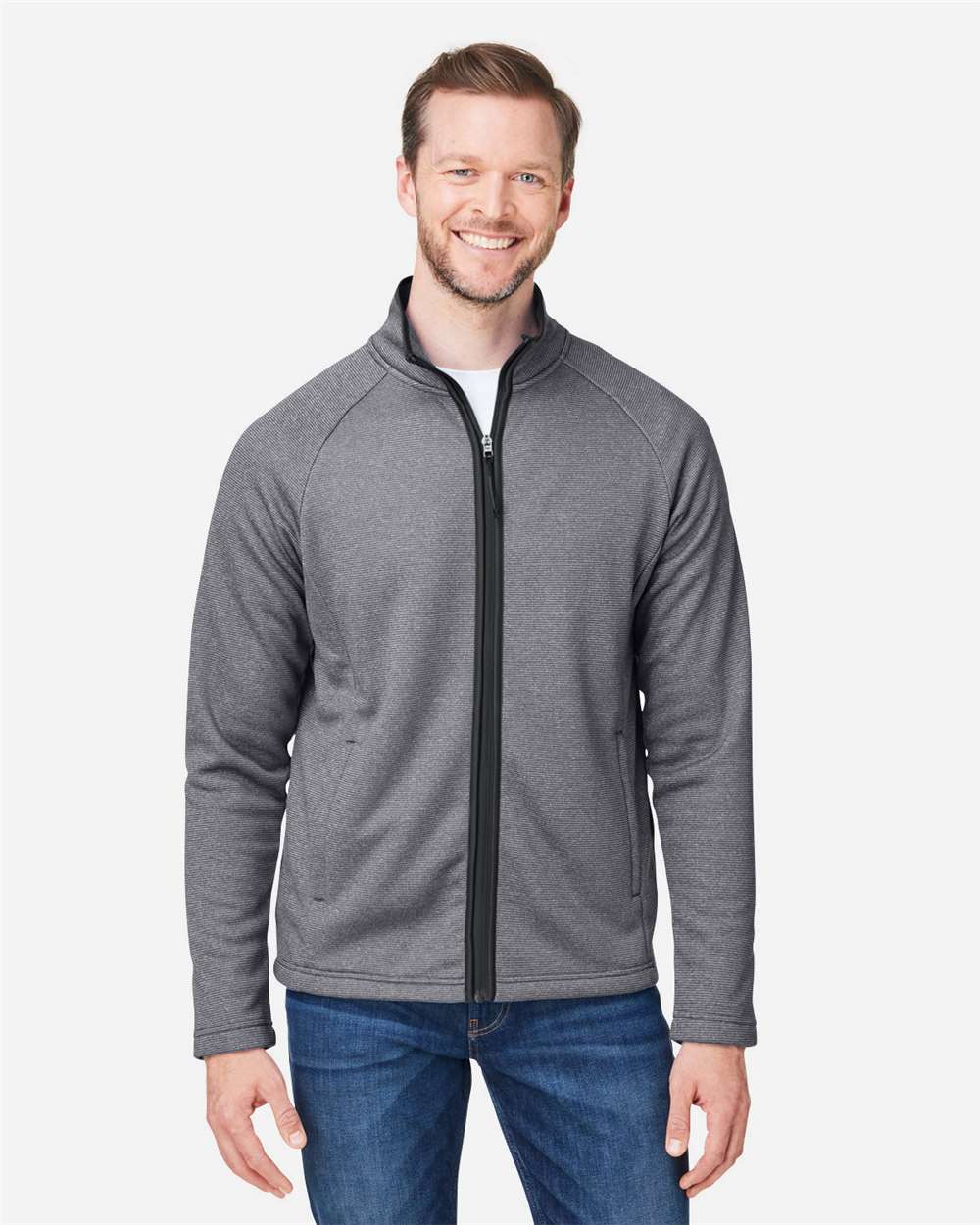 CORE365-CE72-Men's Venture Heathered Stripe Full-Zip - Image 4