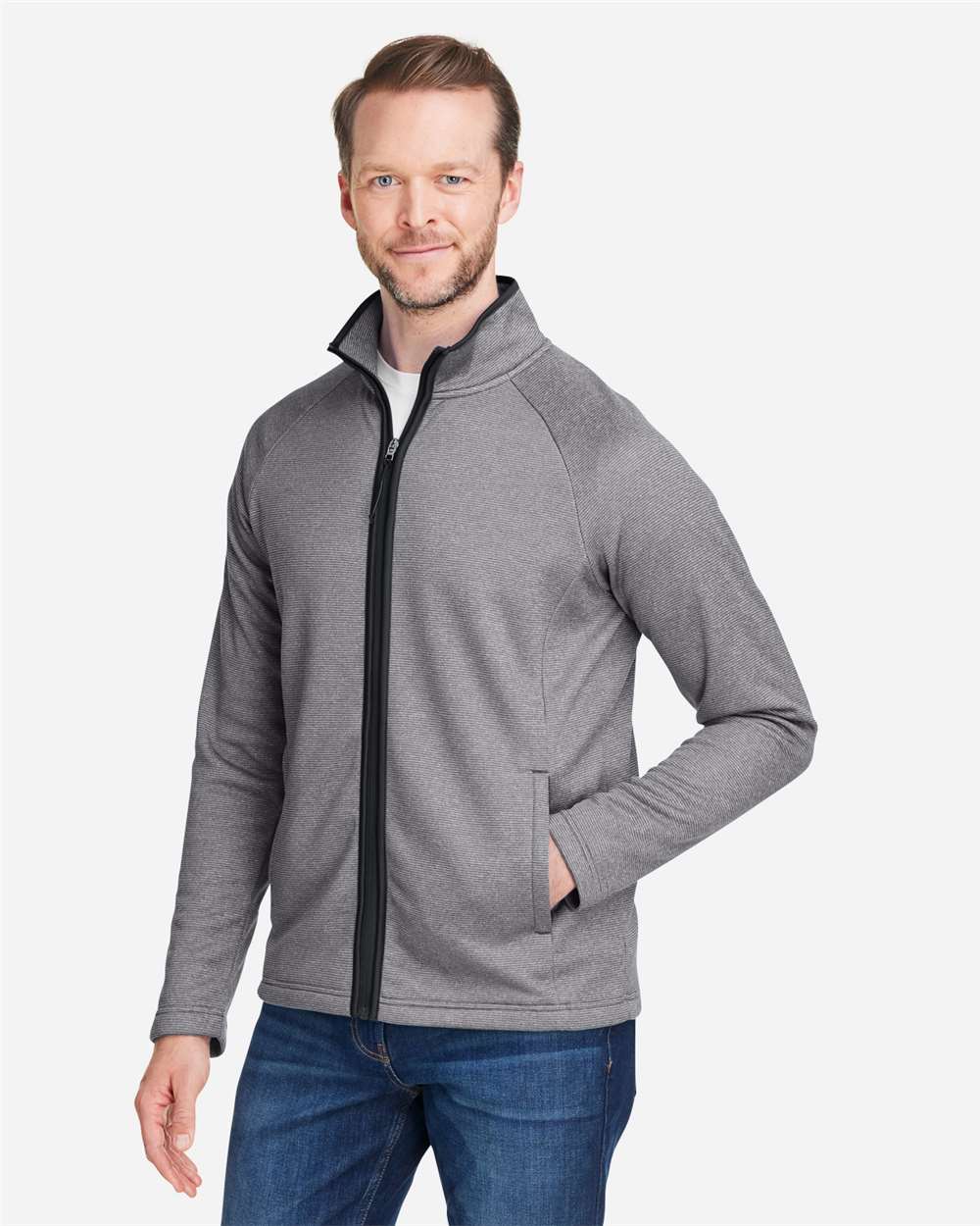 CORE365-CE72-Men's Venture Heathered Stripe Full-Zip - Image 5