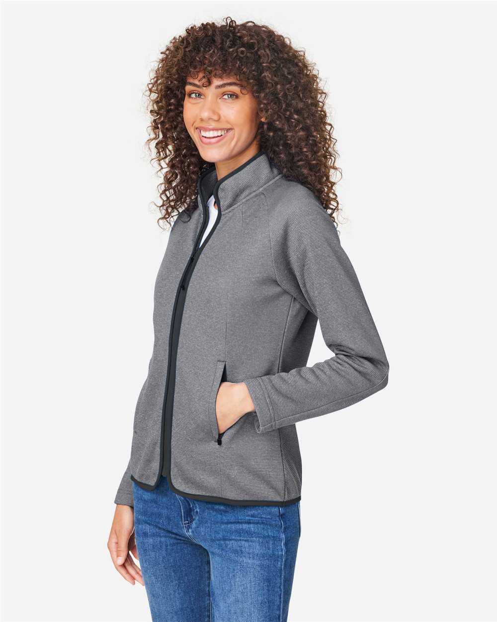 CORE365-CE72W-Women's Venture Heathered Stripe Full-Zip - Image 5