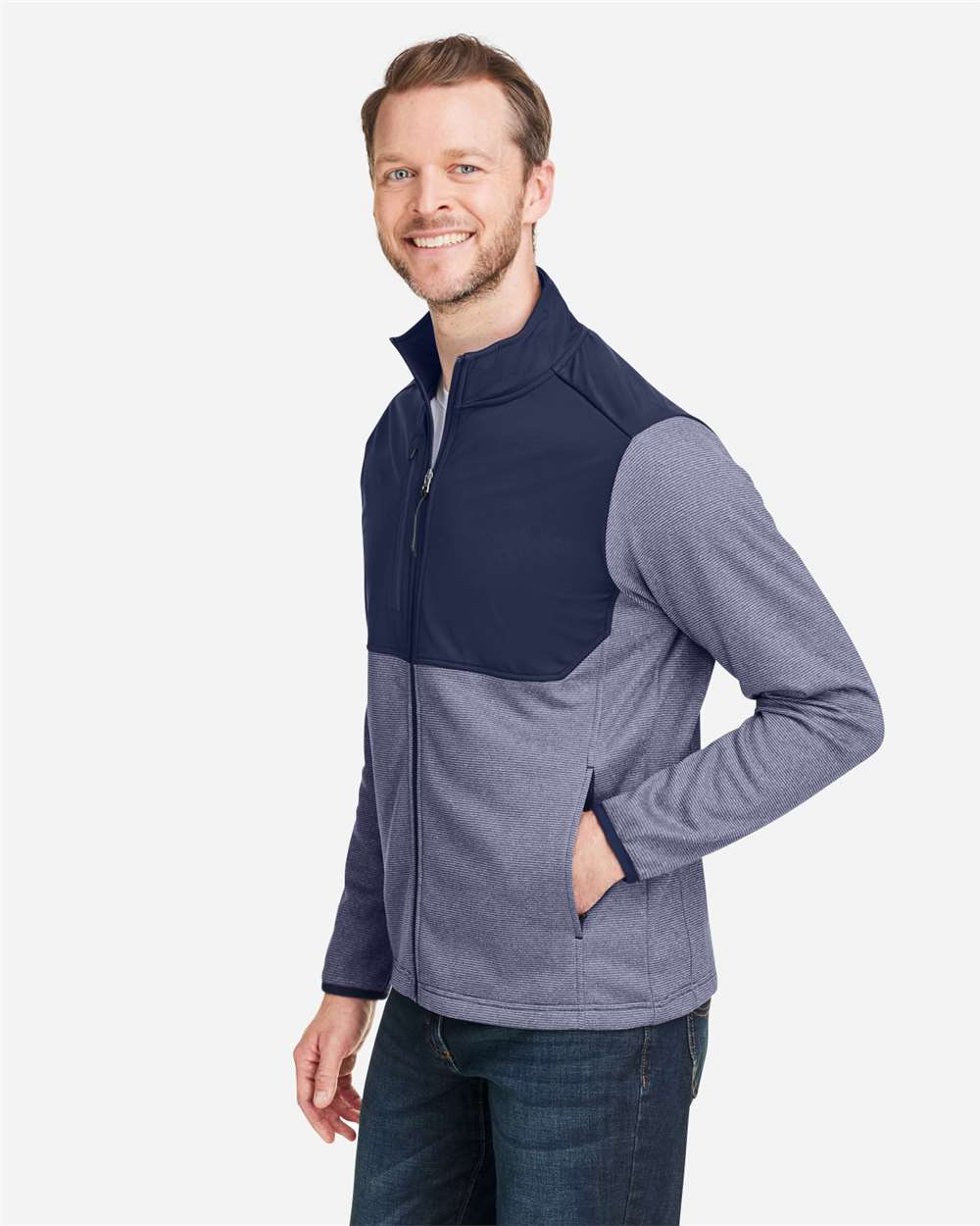 CORE365-CE74-Men's Venture Heathered Stripe Hybrid Jacket - Image 12