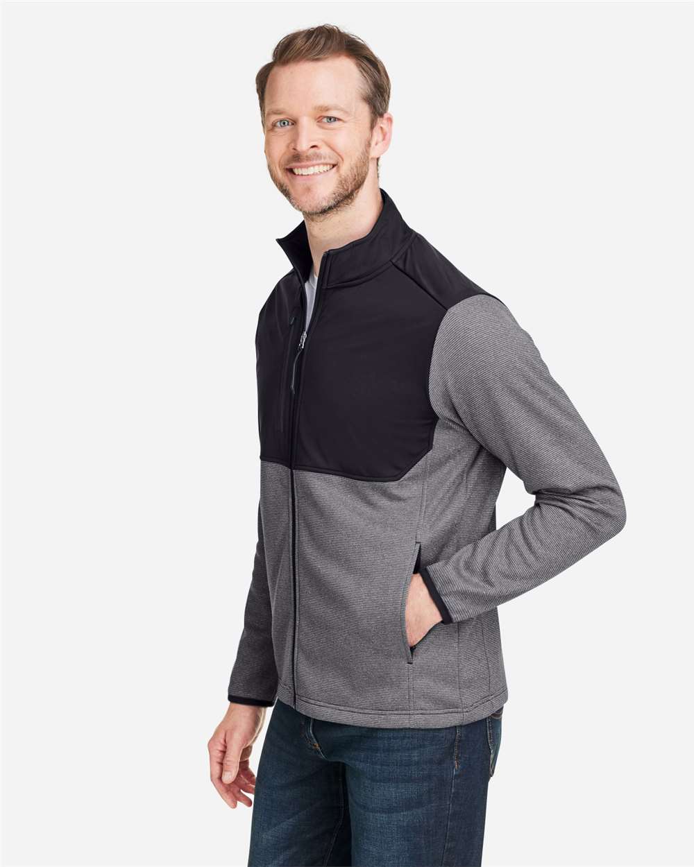 CORE365-CE74-Men's Venture Heathered Stripe Hybrid Jacket - Image 5
