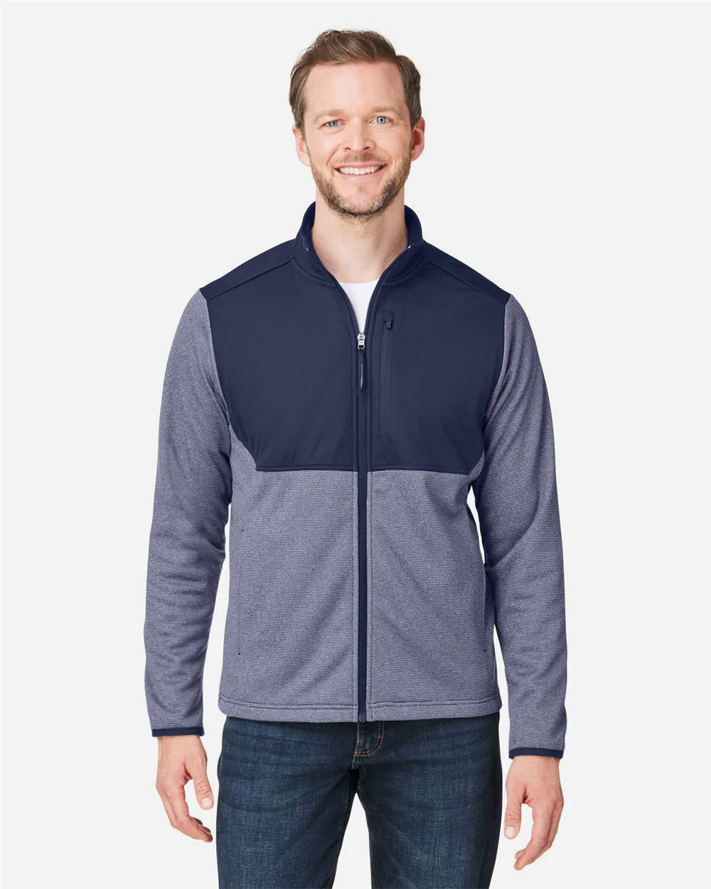 CORE365-CE74-Men's Venture Heathered Stripe Hybrid Jacket - Image 7