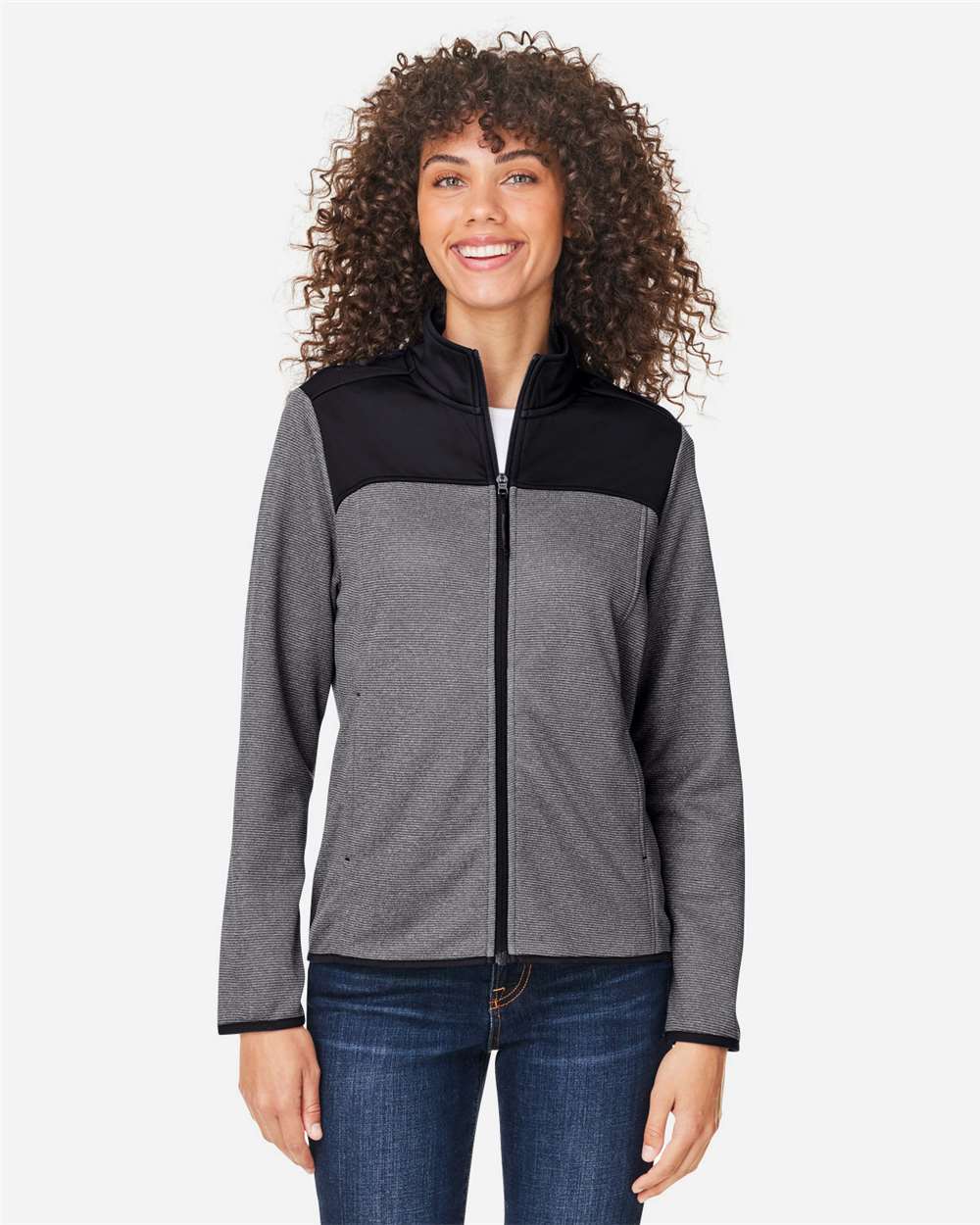 CORE365-CE74W-Women's Venture Heathered Stripe Hybrid Jacket - Image 4