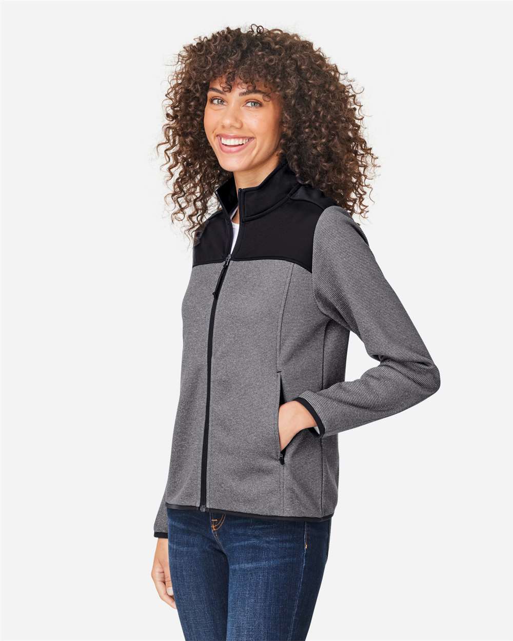 CORE365-CE74W-Women's Venture Heathered Stripe Hybrid Jacket - Image 5