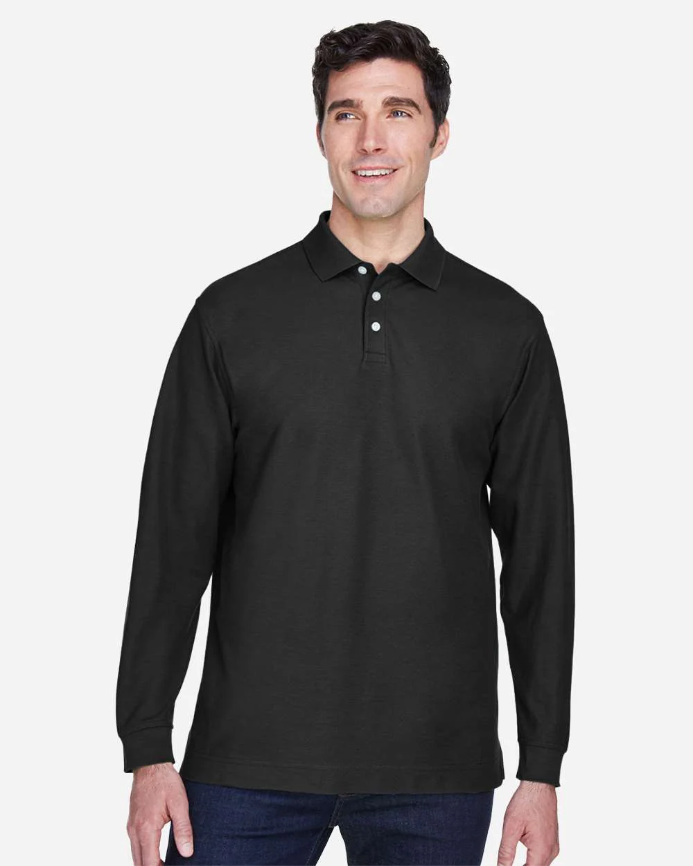 Devon & Jones-D110-Men's Pima Piqué Long Sleeve Polo - Image 3