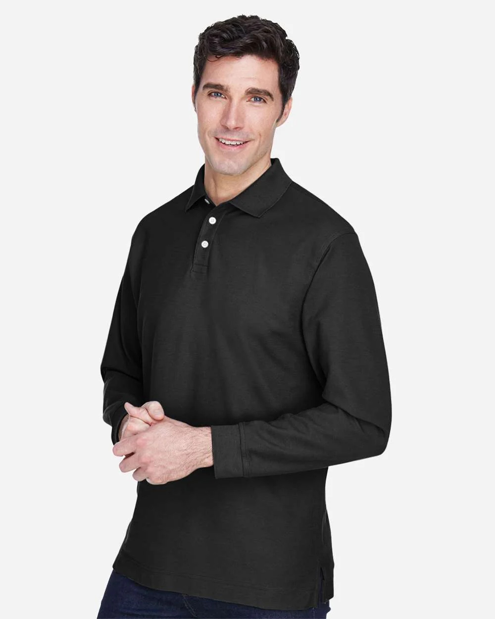 Devon & Jones-D110-Men's Pima Piqué Long Sleeve Polo - Image 4