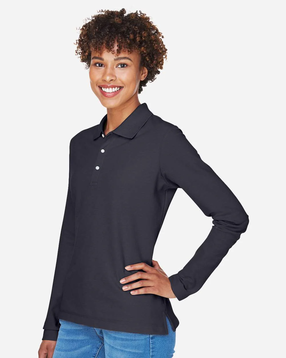 Devon & Jones-D110W-Women's Pima Piqué Long Sleeve Polo - Image 10