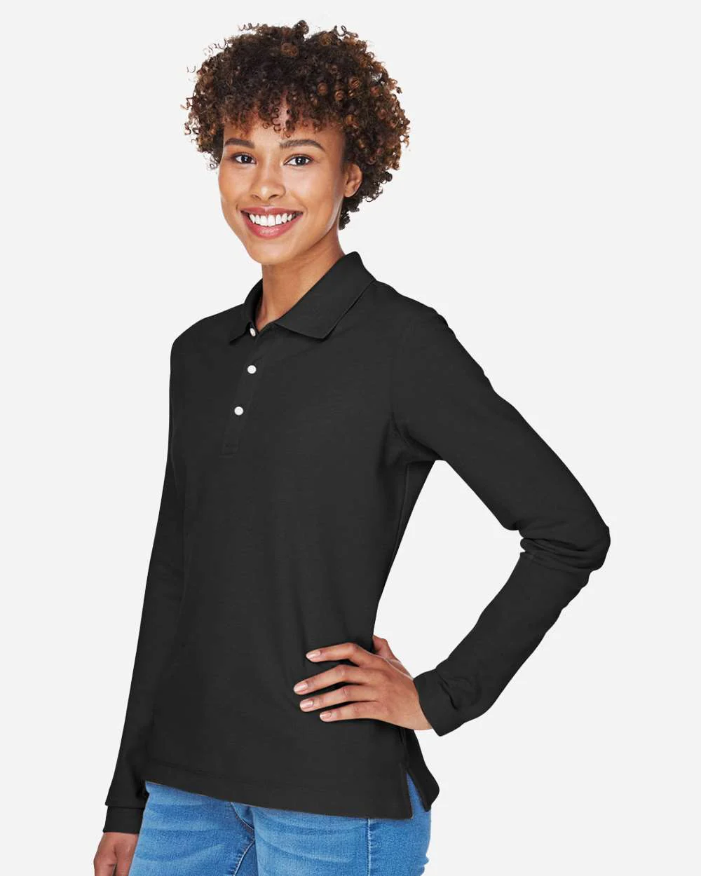Devon & Jones-D110W-Women's Pima Piqué Long Sleeve Polo - Image 4