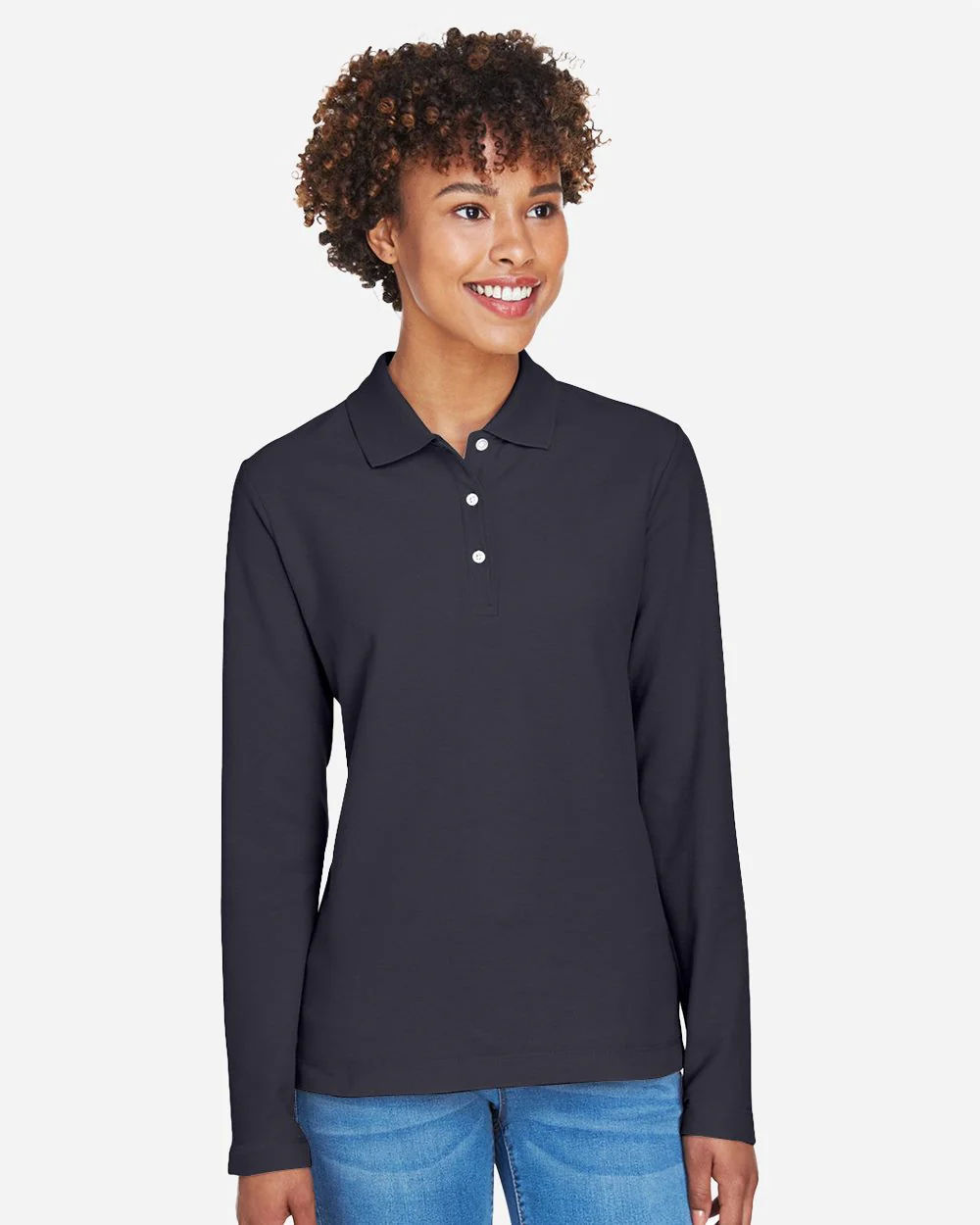 Devon & Jones-D110W-Women's Pima Piqué Long Sleeve Polo - Image 6