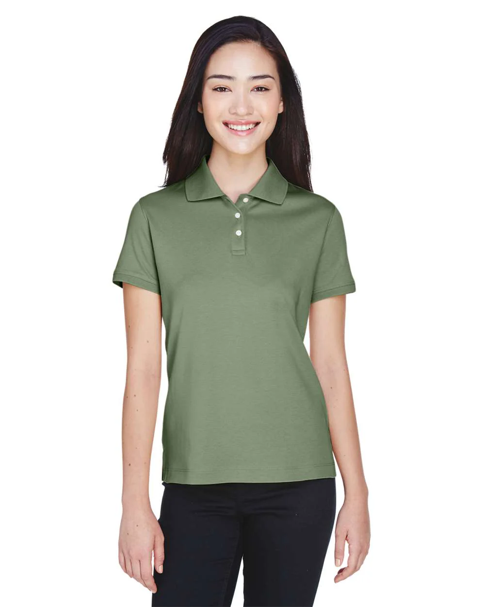 Devon & Jones-D140SW-Women's Perfect Pima Interlock Polo - Image 3