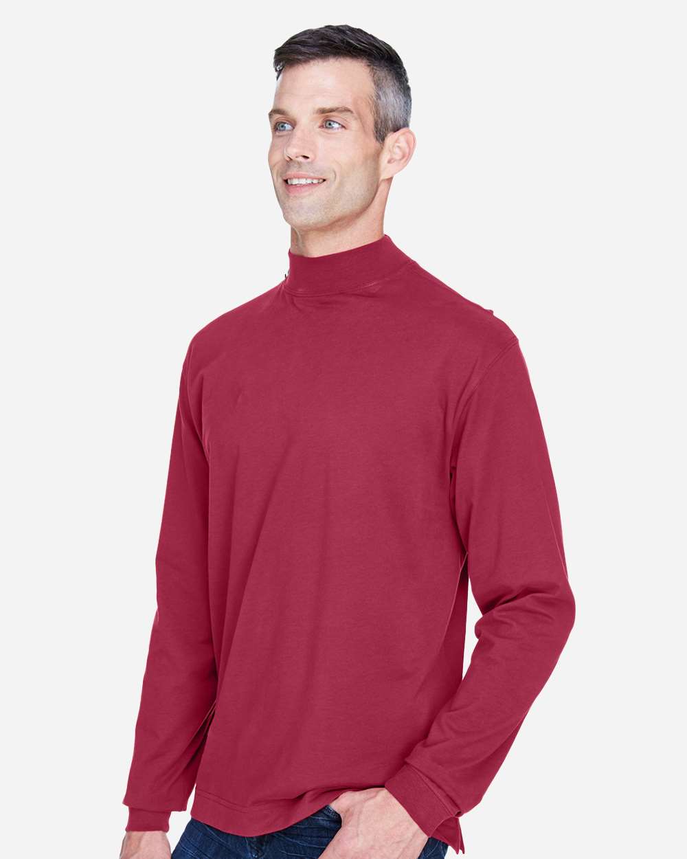 Devon & Jones-D420-Unisex Sueded Jersey Mock Neck T-Shirt - Image 10