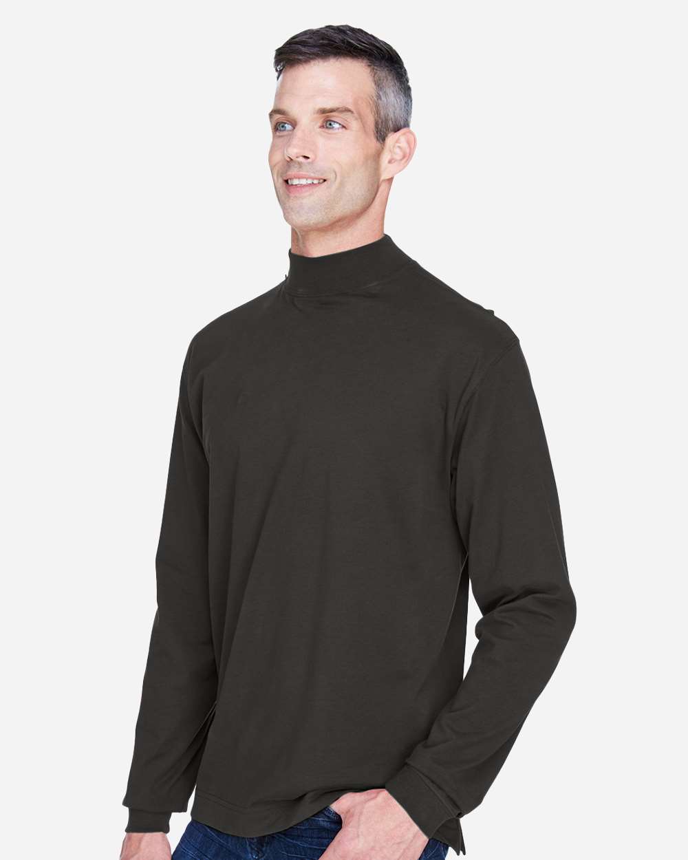 Devon & Jones-D420-Unisex Sueded Jersey Mock Neck T-Shirt - Image 4