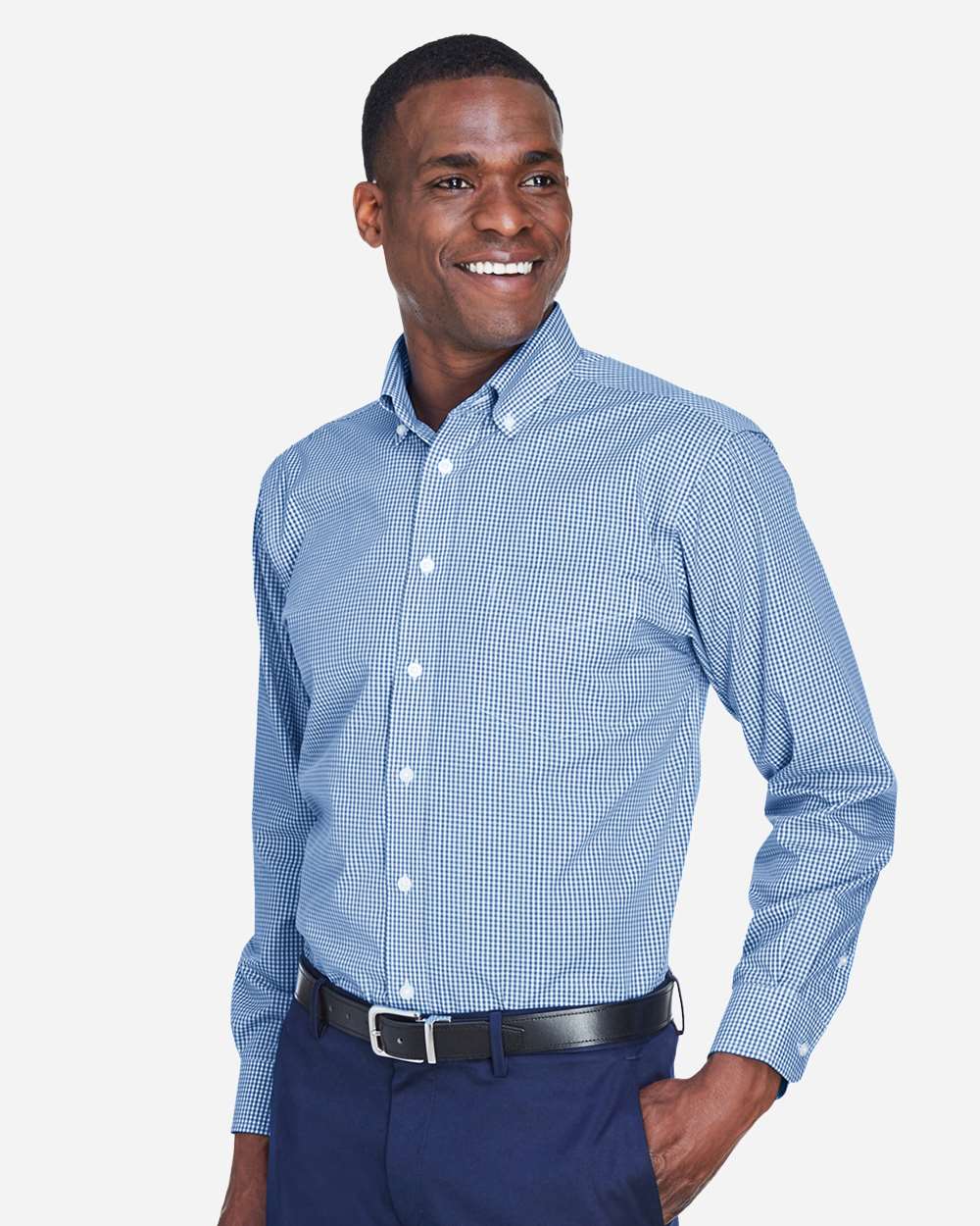 Devon & Jones-D640-Men's Crown Collection® Gingham Check Woven Dress Shirt - Image 10