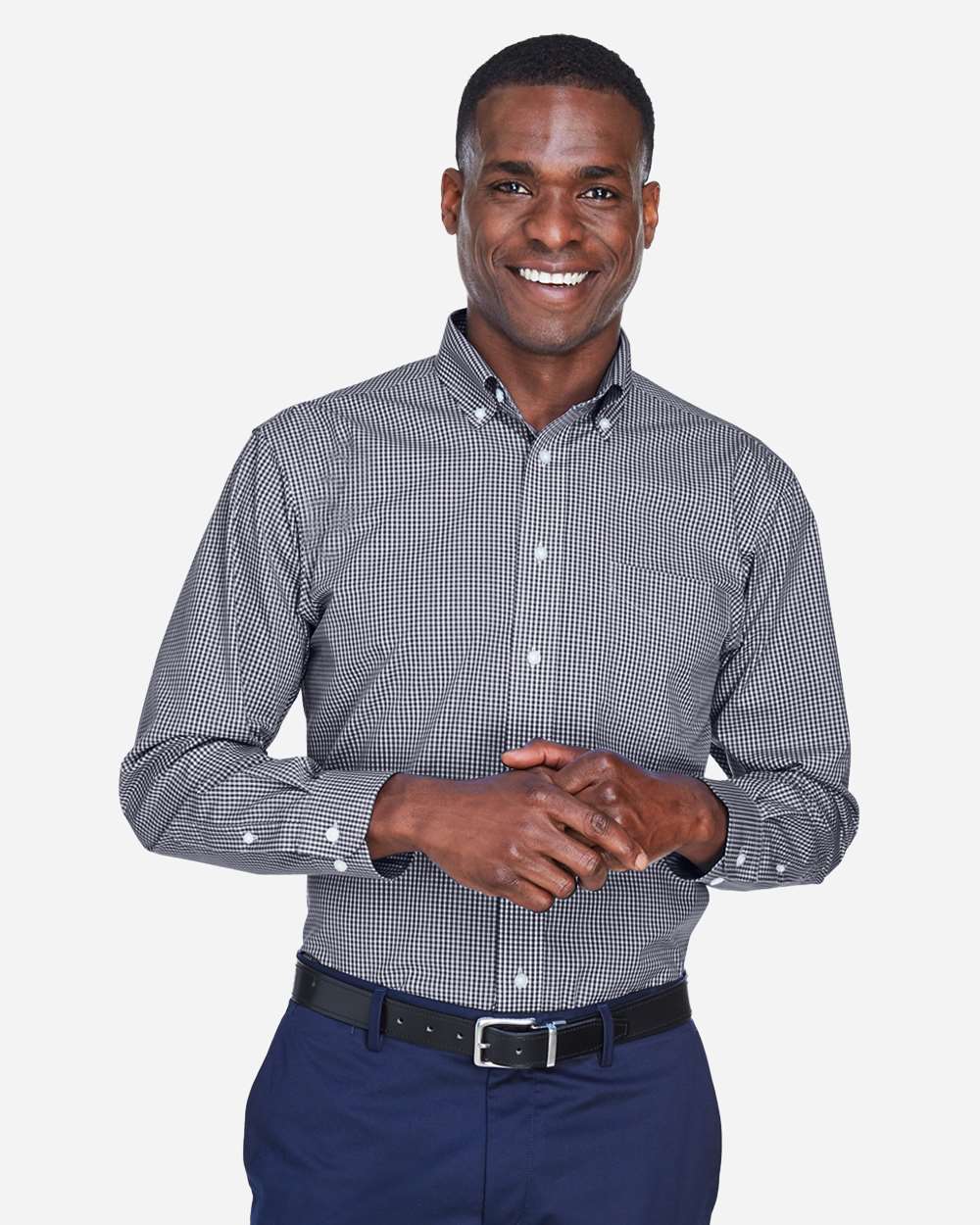 Devon & Jones-D640-Men's Crown Collection® Gingham Check Woven Dress Shirt - Image 14