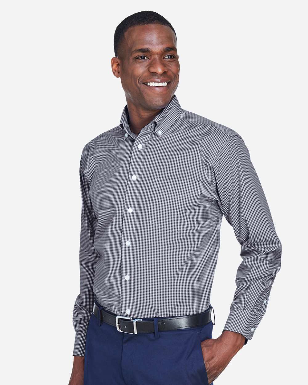 Devon & Jones-D640-Men's Crown Collection® Gingham Check Woven Dress Shirt - Image 15