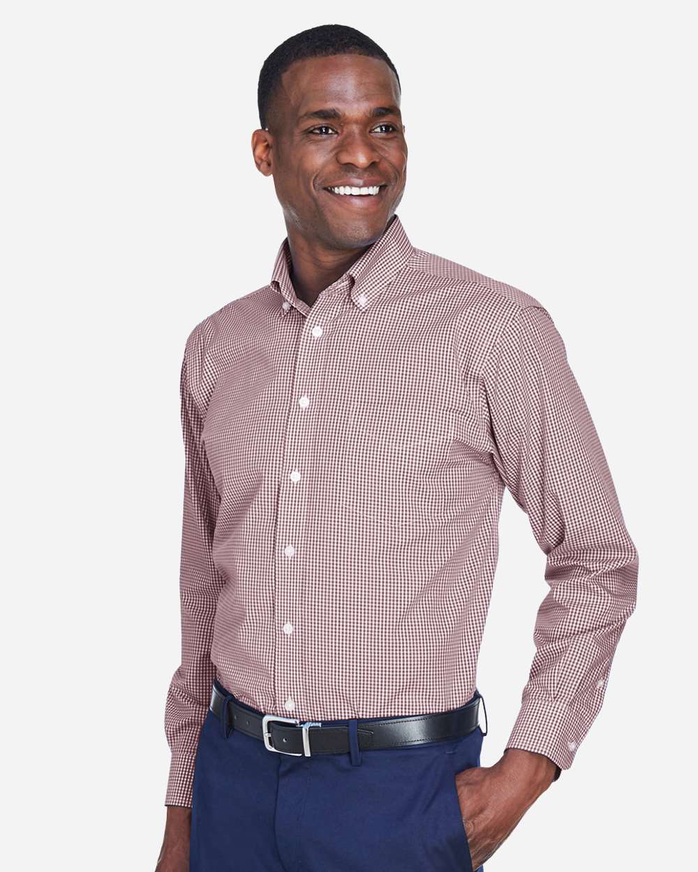 Devon & Jones-D640-Men's Crown Collection® Gingham Check Woven Dress Shirt - Image 4
