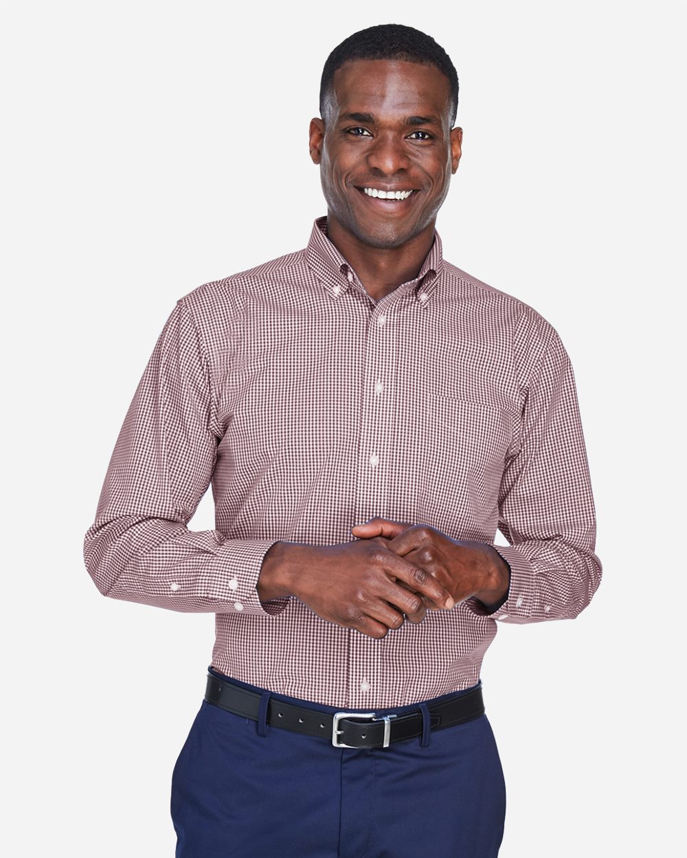 Devon & Jones-D640-Men's Crown Collection® Gingham Check Woven Dress Shirt - Image 6