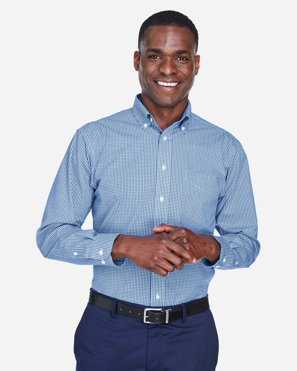Devon & Jones-D640-Men's Crown Collection® Gingham Check Woven Dress Shirt - Image 9