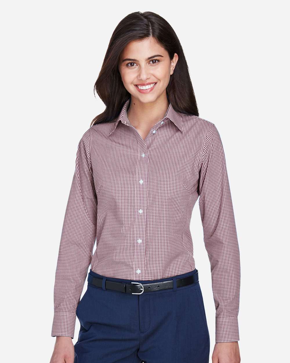 Devon & Jones-D640W-Women's Crown Collection® Gingham Check Woven Dress Shirt - Image 3