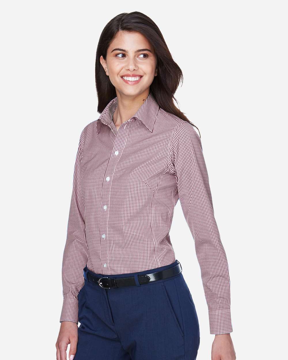 Devon & Jones-D640W-Women's Crown Collection® Gingham Check Woven Dress Shirt - Image 4
