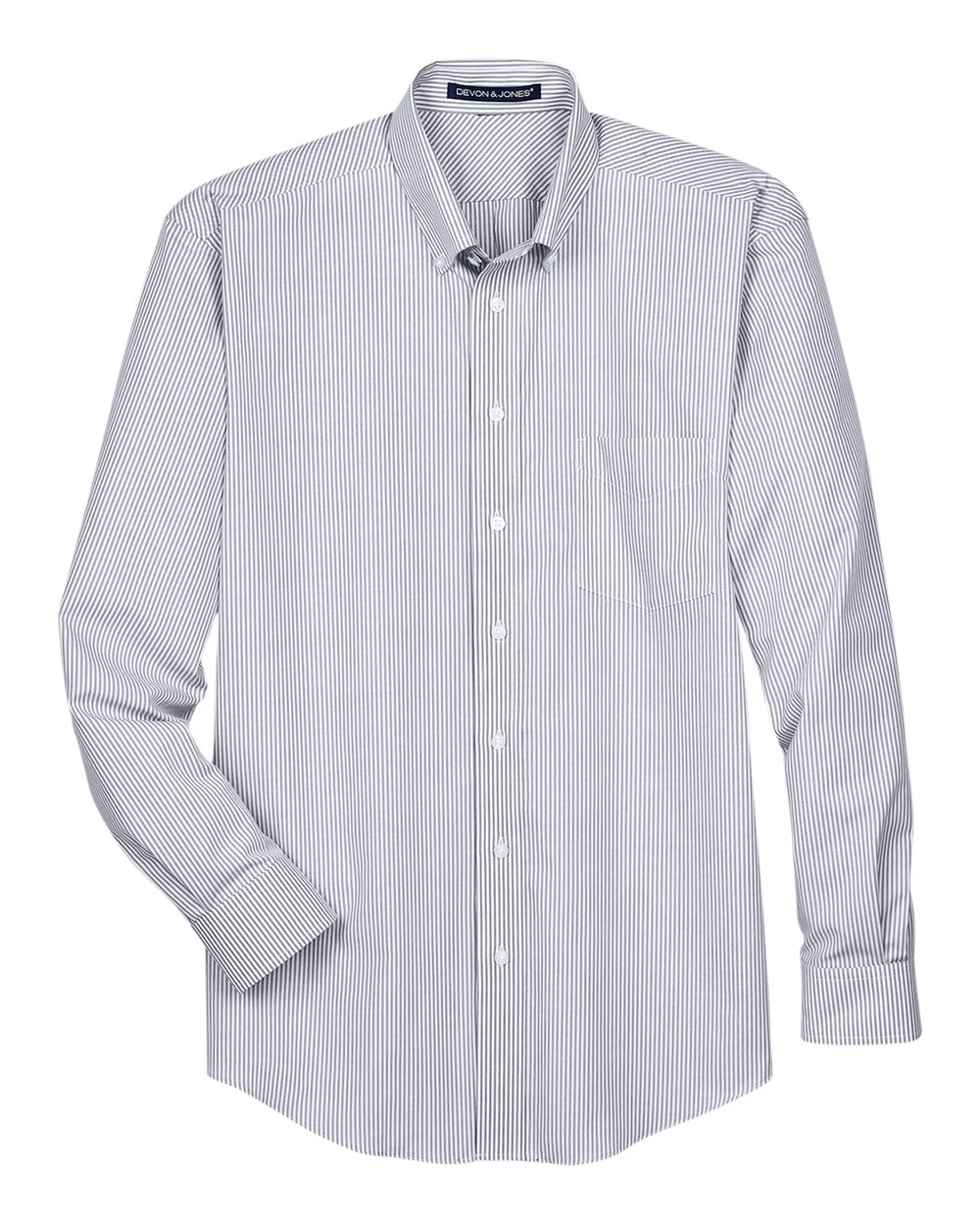 Devon & Jones-D645-Men's Crown Collection® Banker Stripe Woven Dress Shirt - Image 12