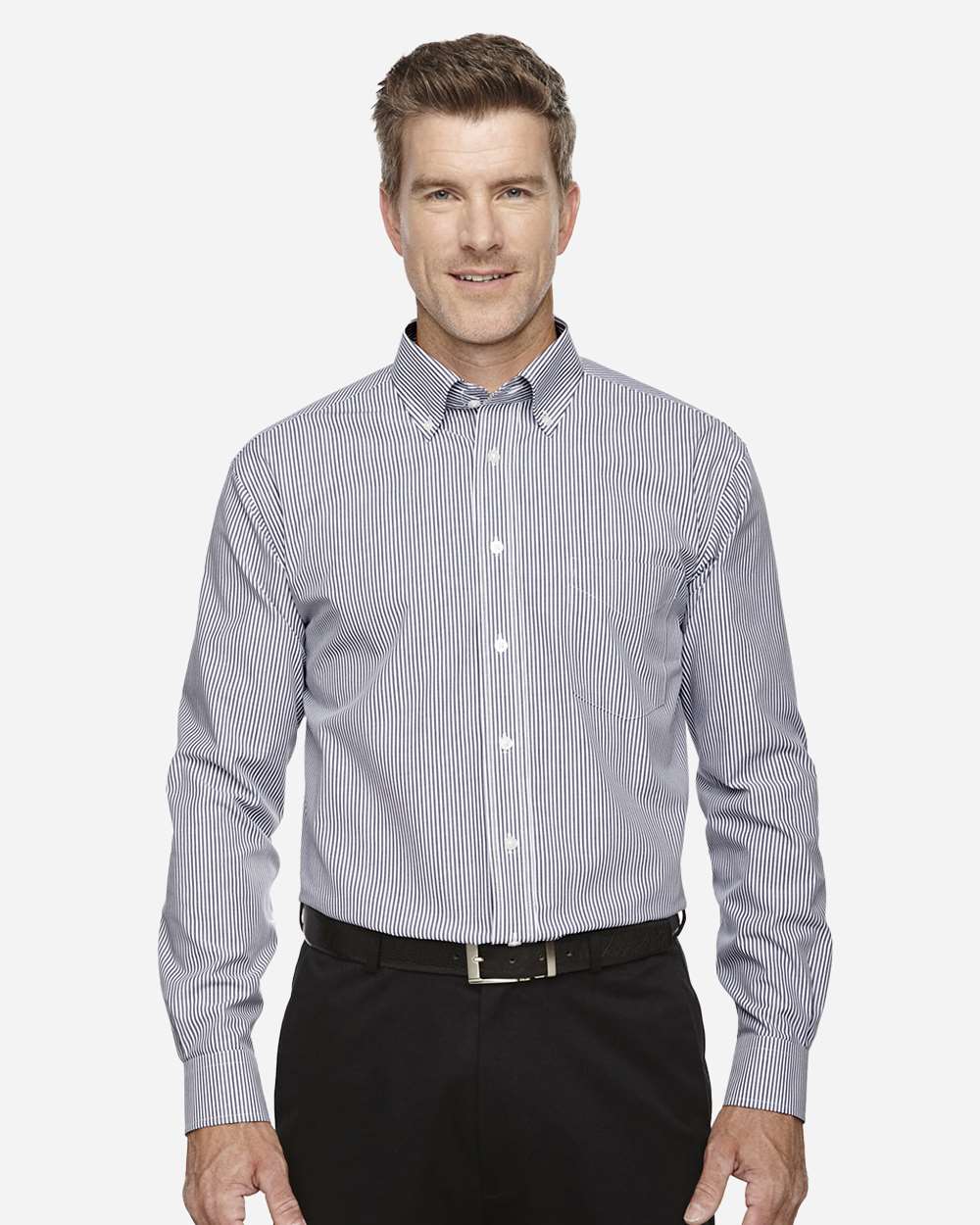 Devon & Jones-D645-Men's Crown Collection® Banker Stripe Woven Dress Shirt - Image 14