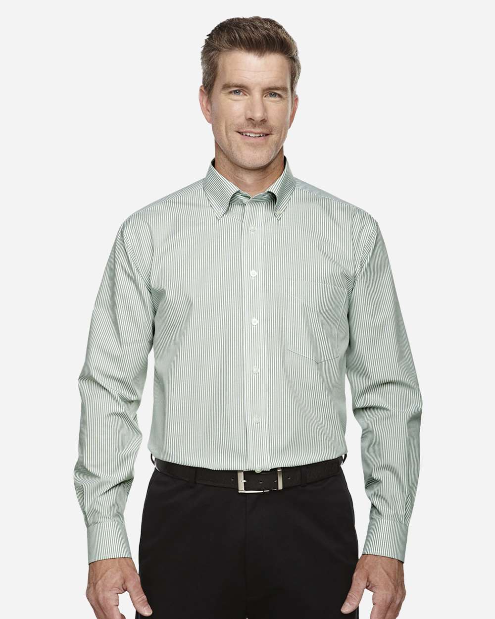 Devon & Jones-D645-Men's Crown Collection® Banker Stripe Woven Dress Shirt - Image 3