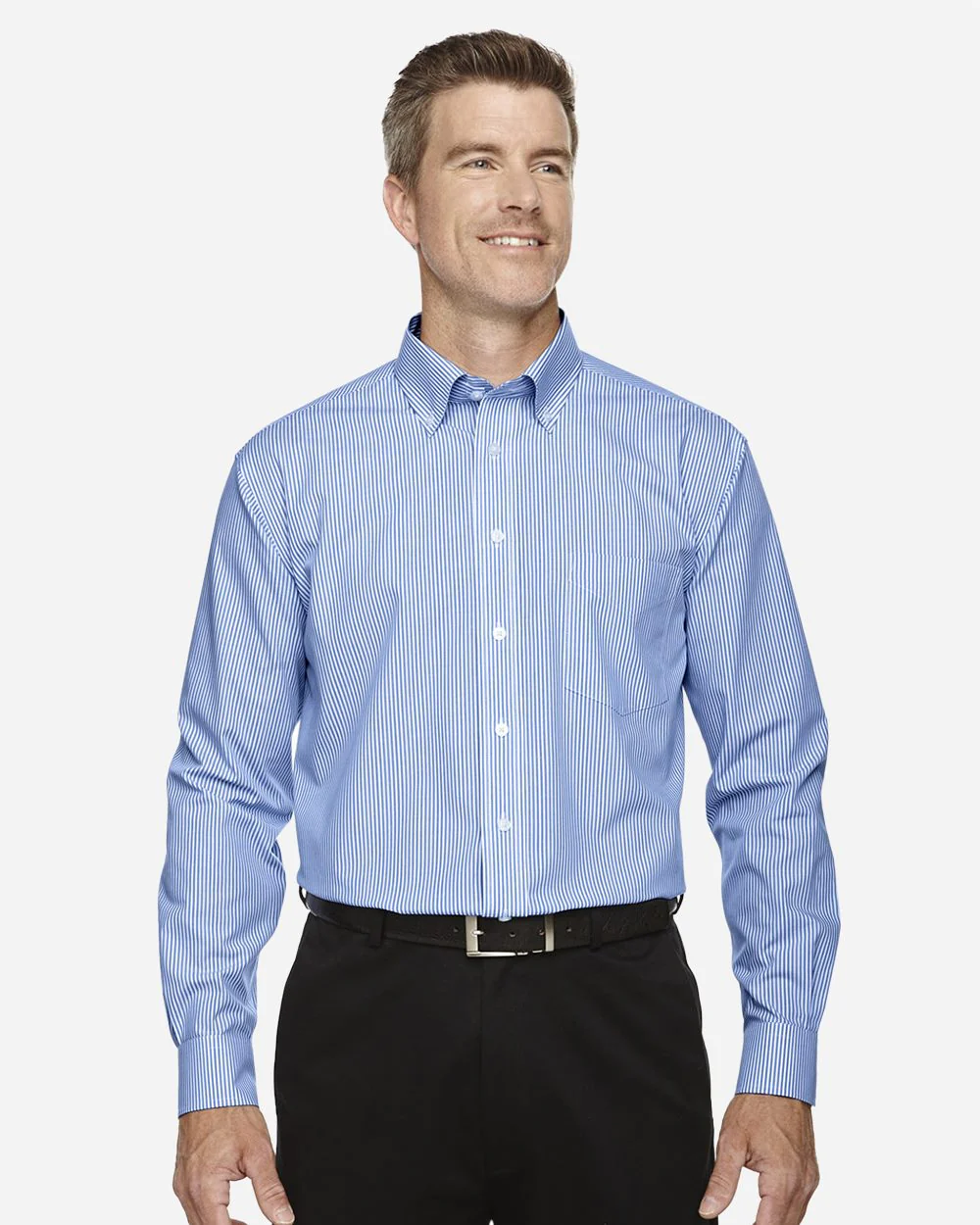 Devon & Jones-D645-Men's Crown Collection® Banker Stripe Woven Dress Shirt - Image 6