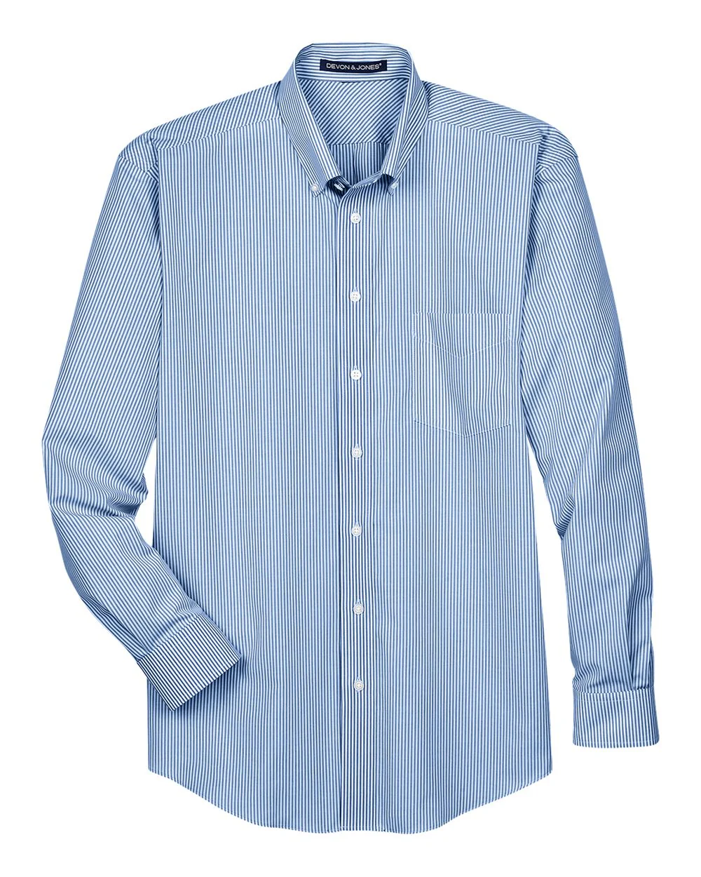 Devon & Jones-D645-Men's Crown Collection® Banker Stripe Woven Dress Shirt - Image 7