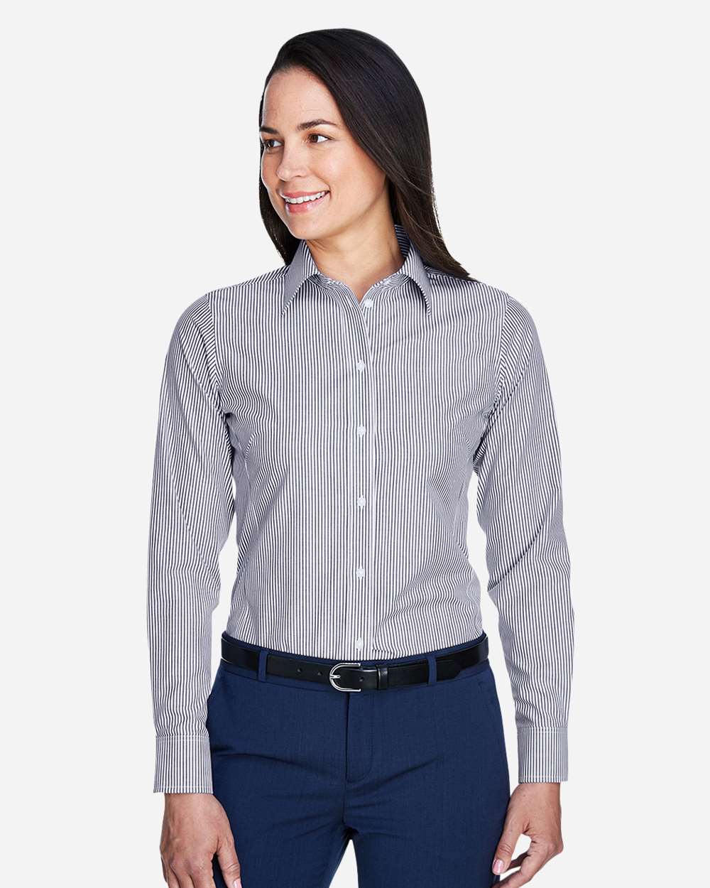 Devon & Jones-D645W-Women's Crown Collection® Banker Stripe Woven Dress Shirt - Image 14