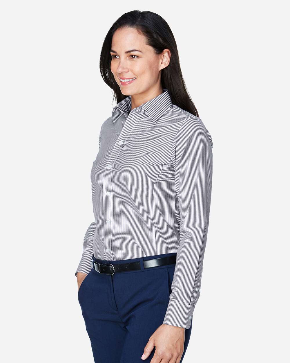 Devon & Jones-D645W-Women's Crown Collection® Banker Stripe Woven Dress Shirt - Image 15