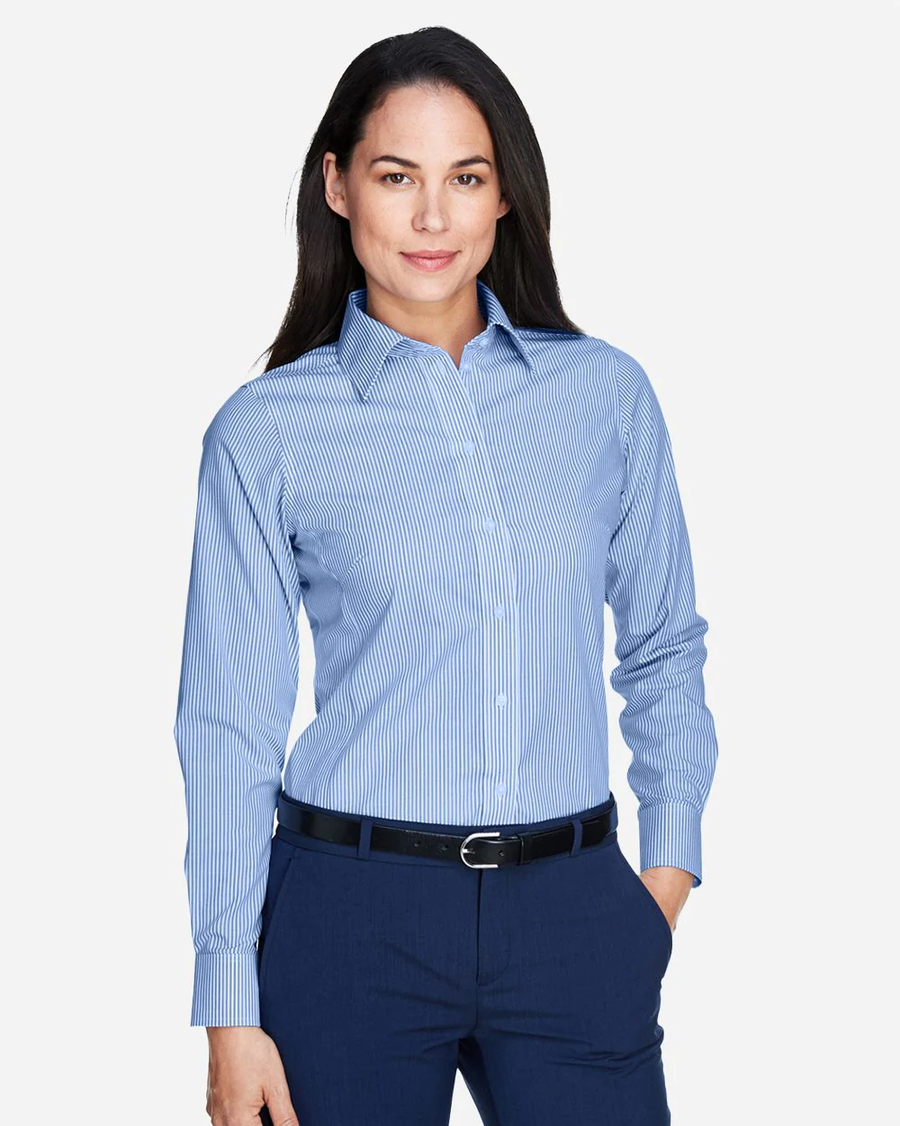 Devon & Jones-D645W-Women's Crown Collection® Banker Stripe Woven Dress Shirt - Image 6