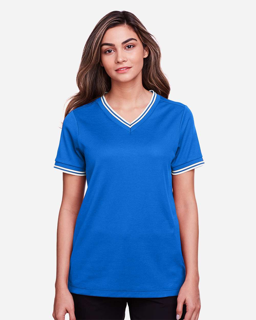 Devon & Jones-DG20CW-Women's CrownLux Performance® Plaited Tipped V-Neck Shirt - Image 14