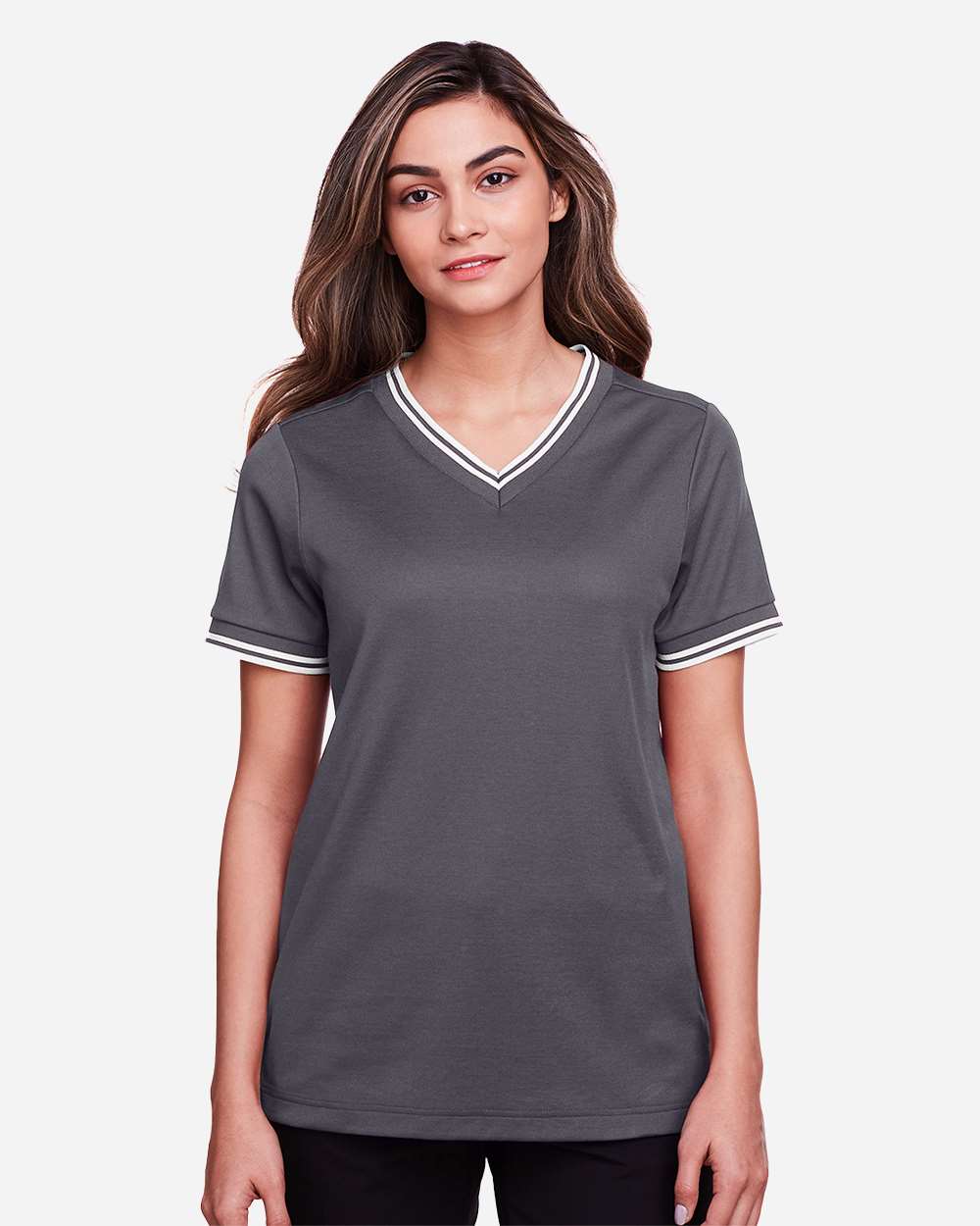 Devon & Jones-DG20CW-Women's CrownLux Performance® Plaited Tipped V-Neck Shirt - Image 19