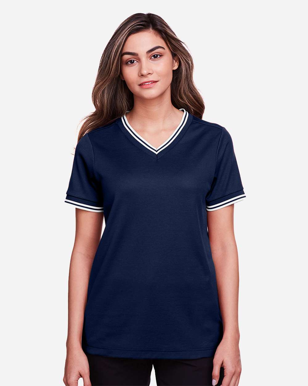 Devon & Jones-DG20CW-Women's CrownLux Performance® Plaited Tipped V-Neck Shirt - Image 24