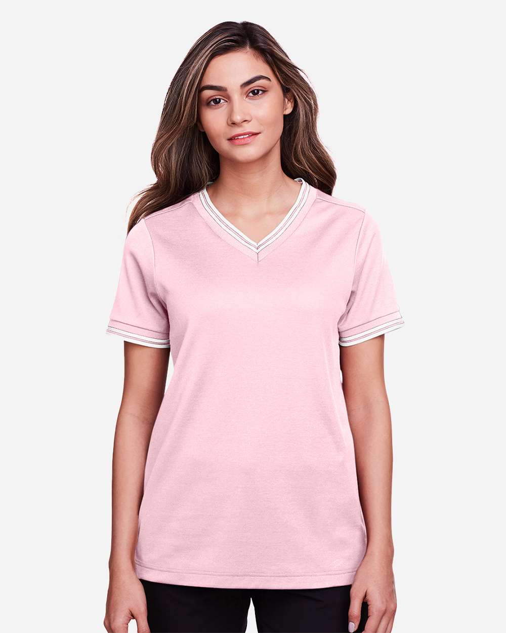 Devon & Jones-DG20CW-Women's CrownLux Performance® Plaited Tipped V-Neck Shirt - Image 29