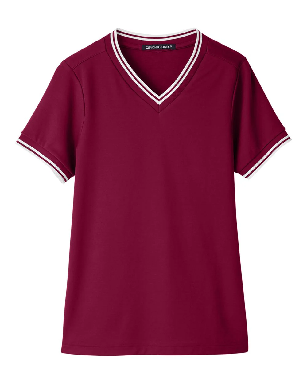 Devon & Jones-DG20CW-Women's CrownLux Performance® Plaited Tipped V-Neck Shirt - Image 7